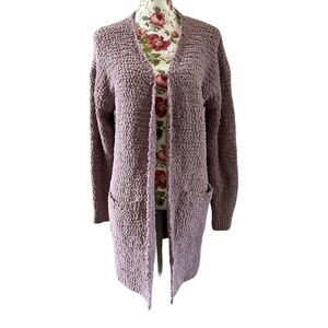 Purple soft & cozy long sleeve tunic sweater cardigan large